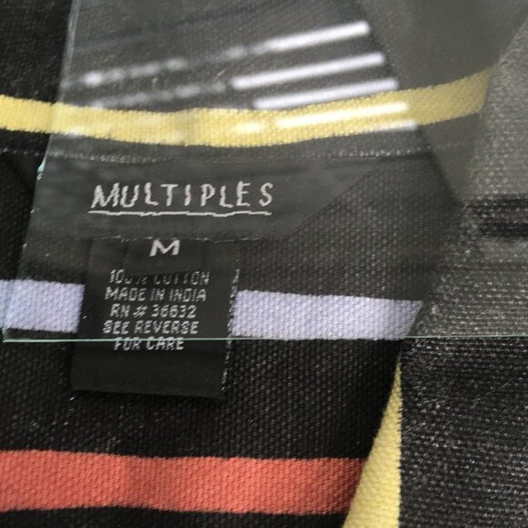 Unique Denim Jacket Womens Medium Black Multicolor Striped Embroidered Happiness - Picture 14 of 16